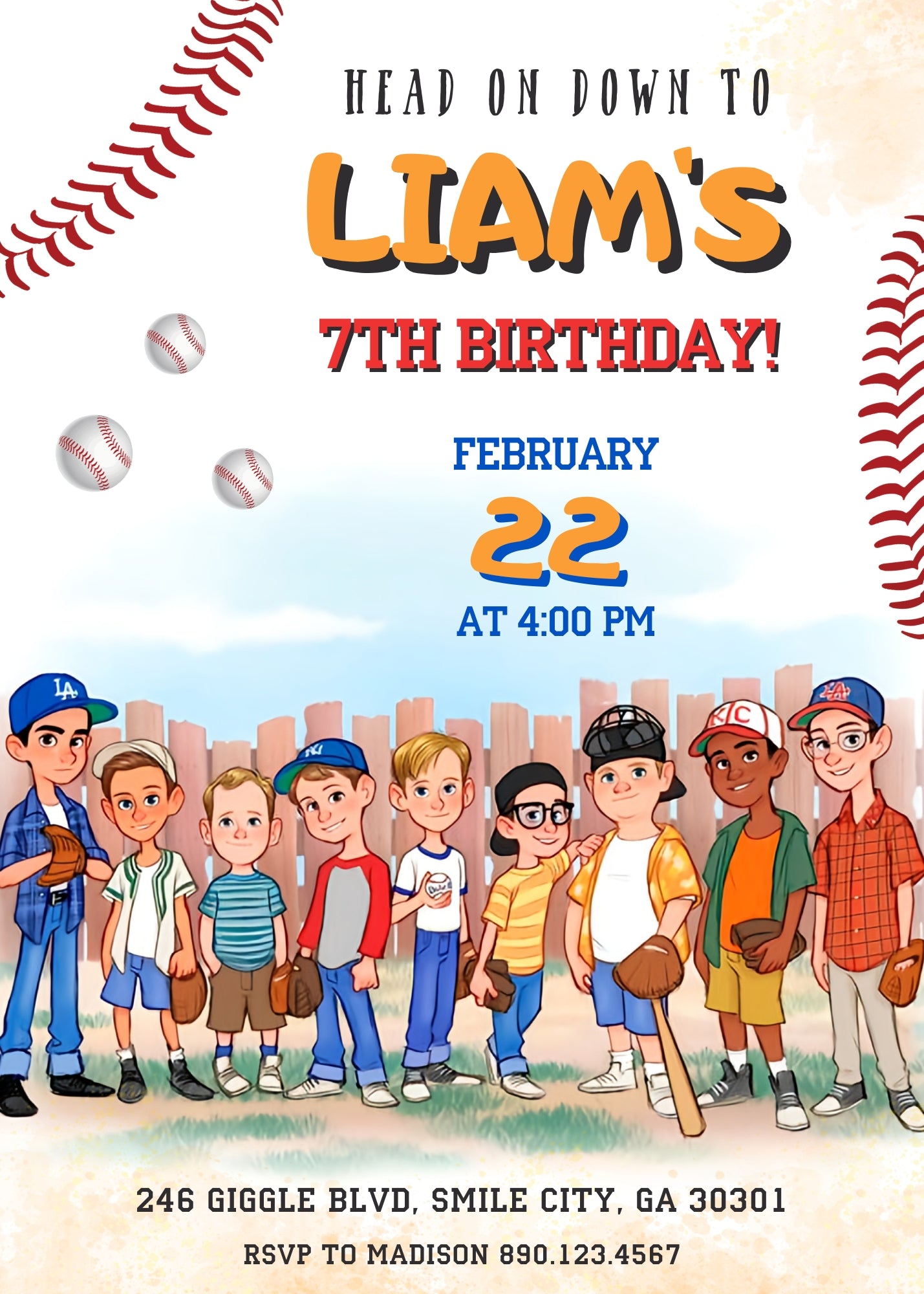 Baseball MLB Sport customizable invitation template | Share or Print | BI712