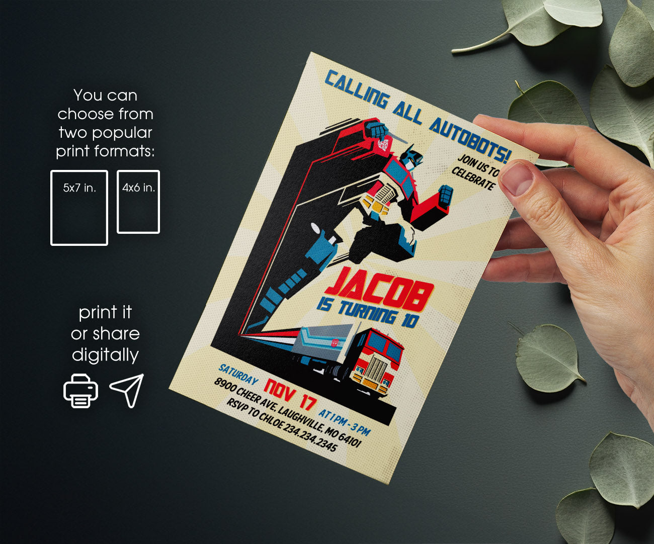 Transformers Rescue Bots customizable invitation template | Share or Print | boy | EJ610
