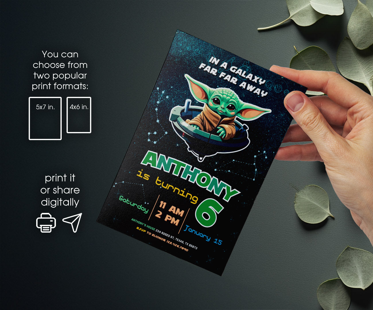 Baby Yoda Grogu Star Wars Mandalorian customizable invitation template | Share or Print | boy | GD213