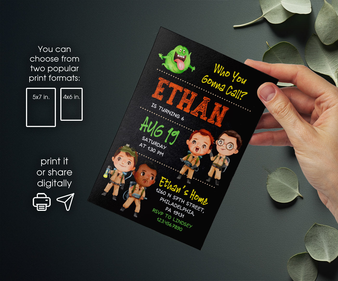 Ghostbusters customizable invitation template | Share or Print | OJ636