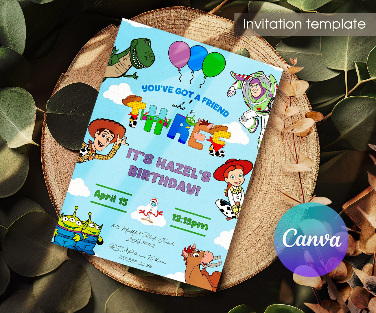 Toy Story Woody customizable invitation template | Share or Print | NI462