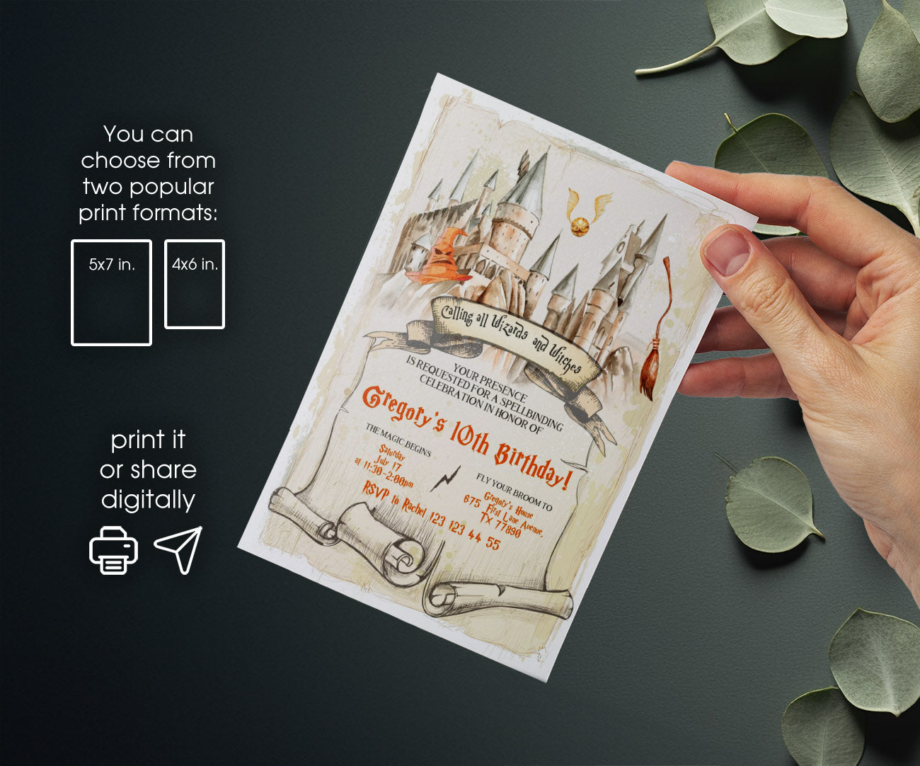Harry Potter customizable invitation template | Share or Print | FO480