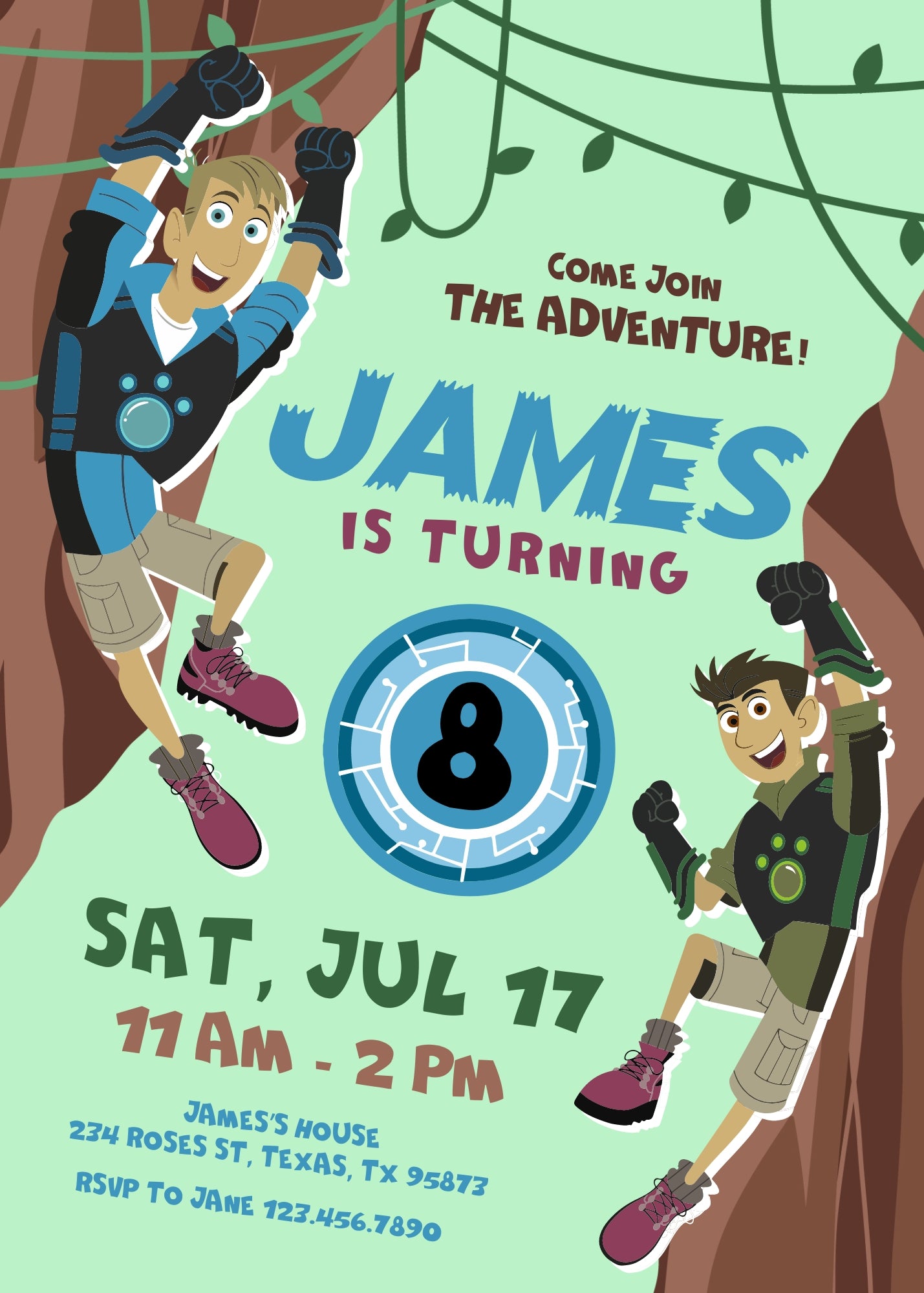 Wild Kratts Creature Hero customizable invitation template | Share or Print | WC207