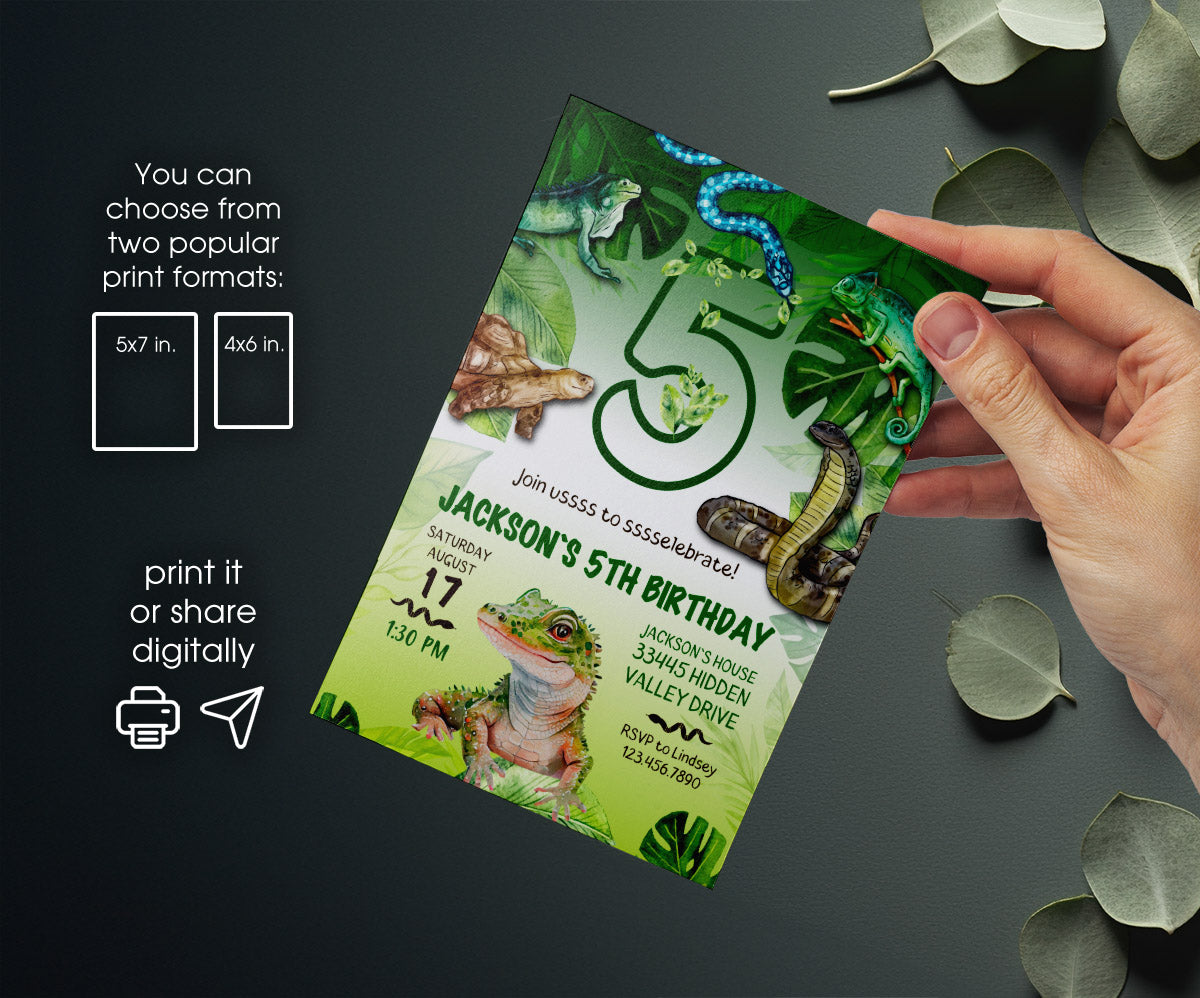 Reptile Lizard Snake customizable invitation template | Share or Print | PC814