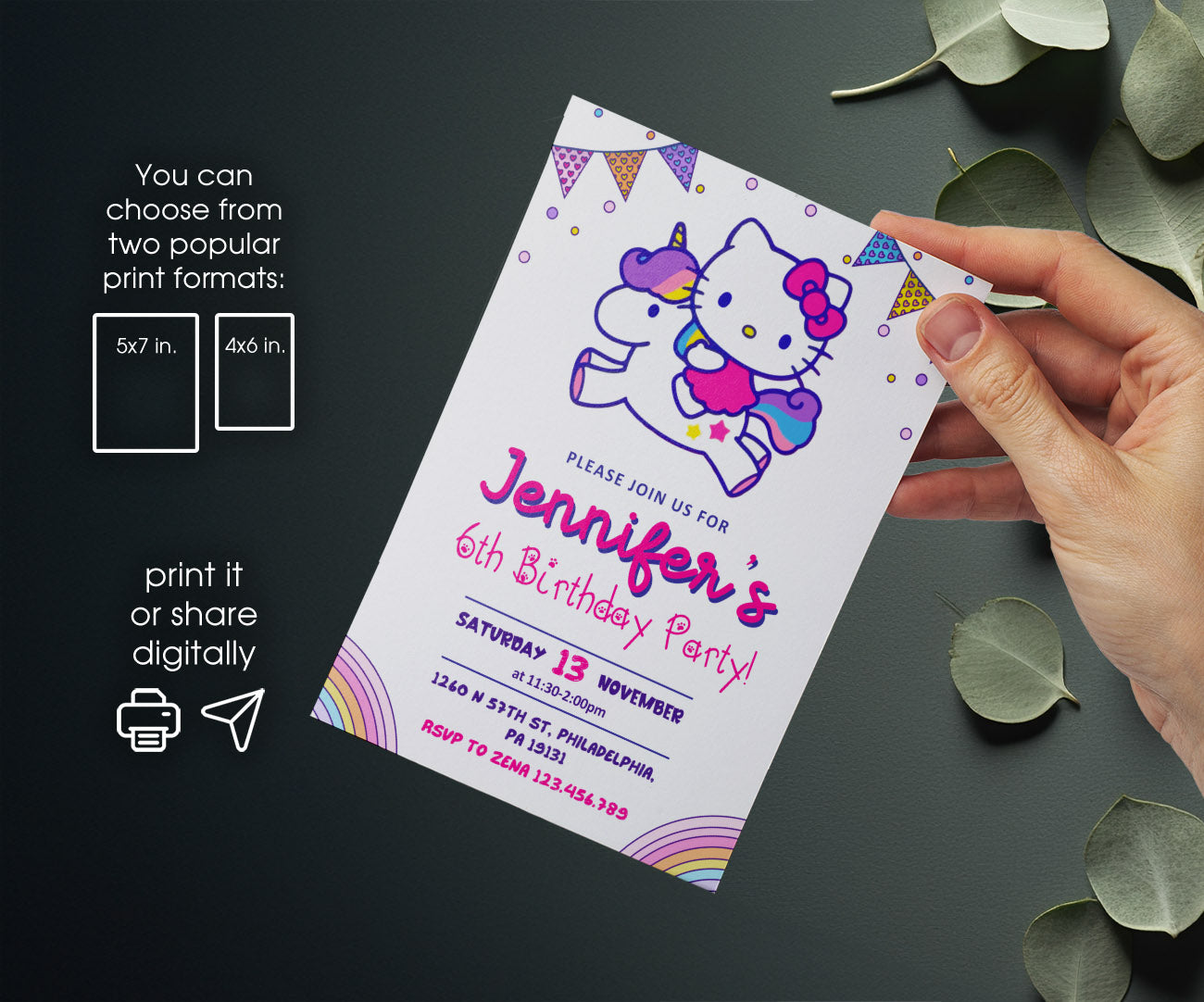 Hello Kitty Sanrio customizable invitation template | Share or Print | HM079