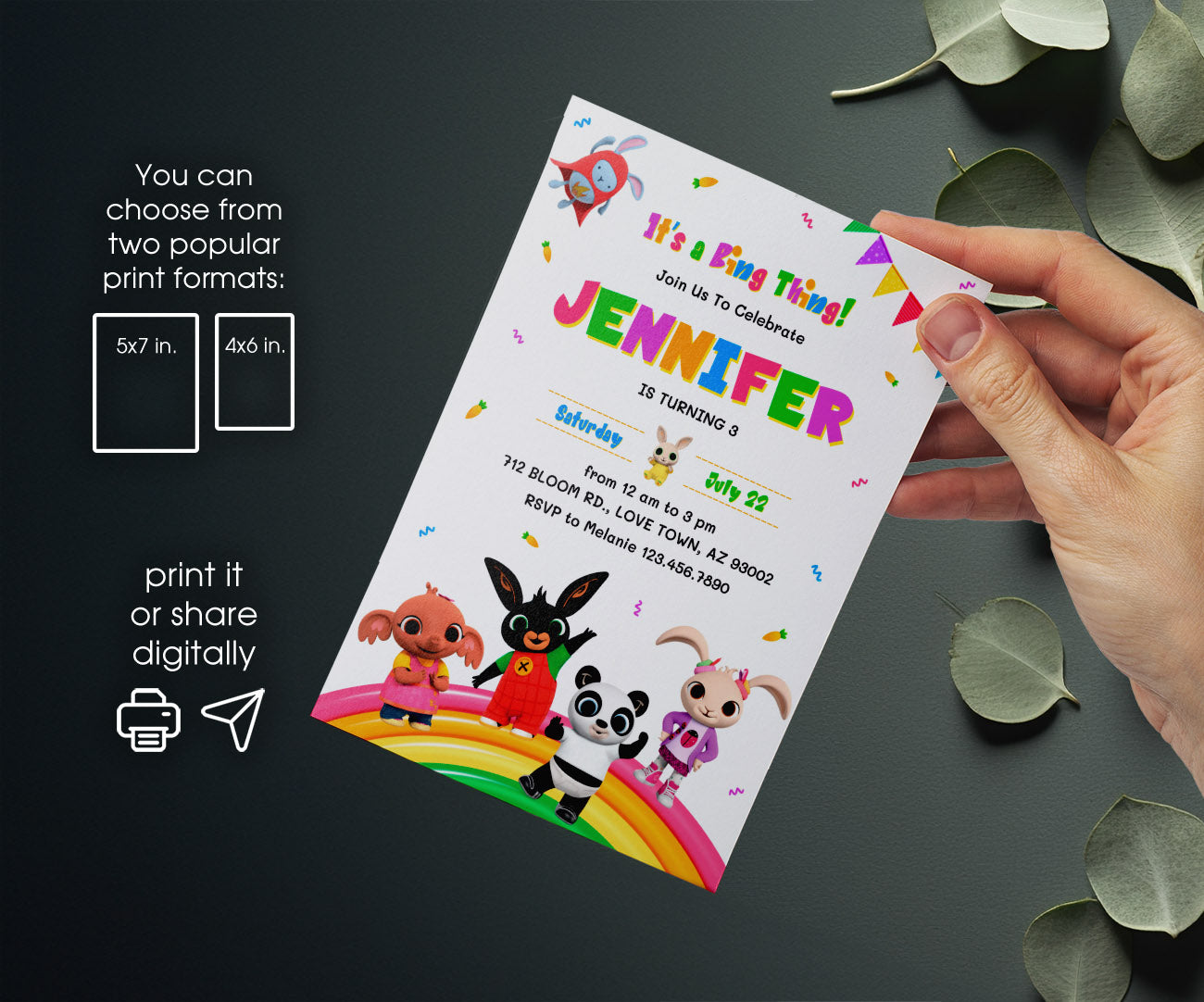 Bing Bunny customizable invitation template | Share or Print | WK391