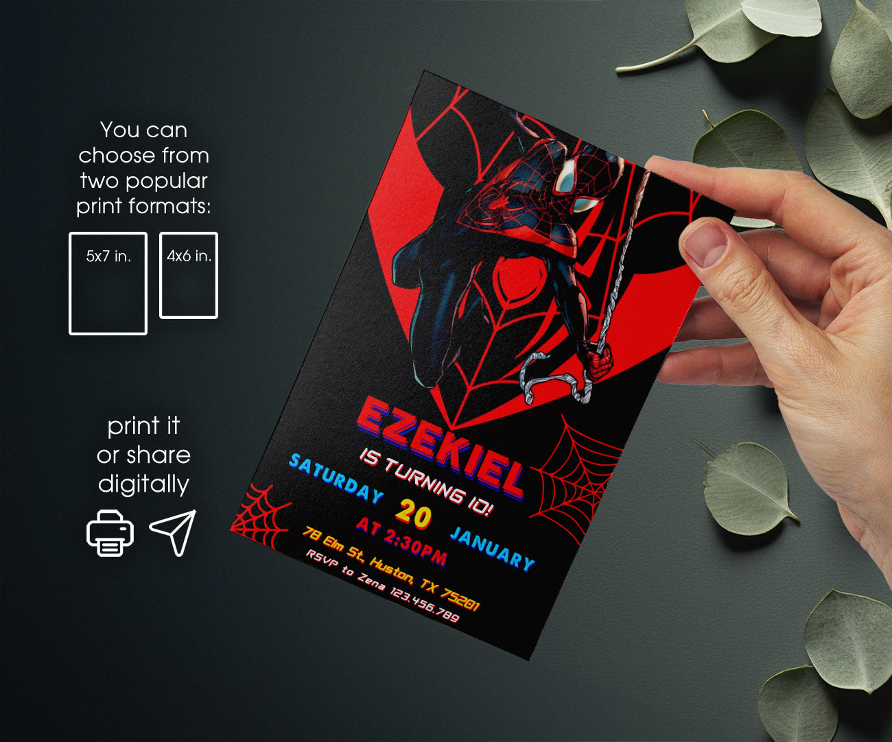 Spider Man Across the Spider-Verse customizable invitation template | Share or Print | boy | LJ227