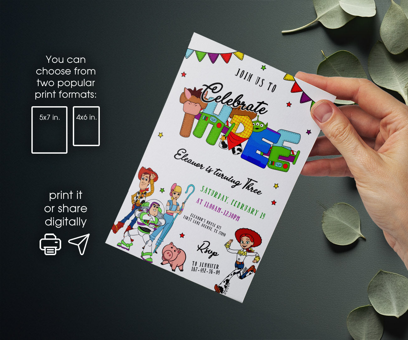 Toy Story Woody customizable invitation template | Share or Print | JX435