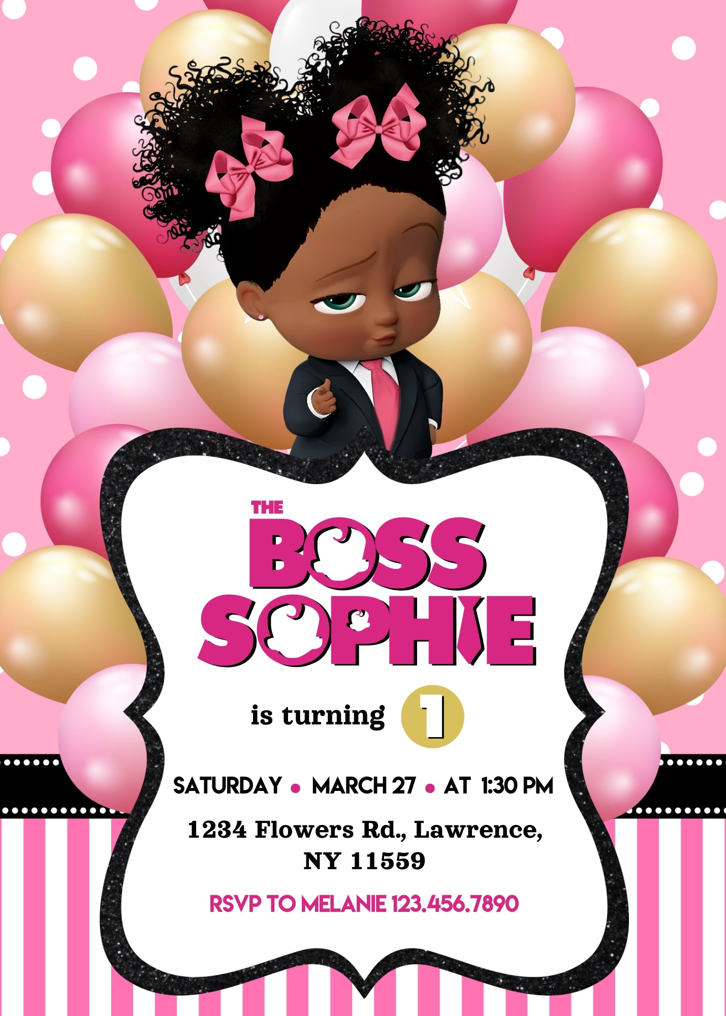 Baby Boss customizable invitation template | Share or Print | girl | EN752