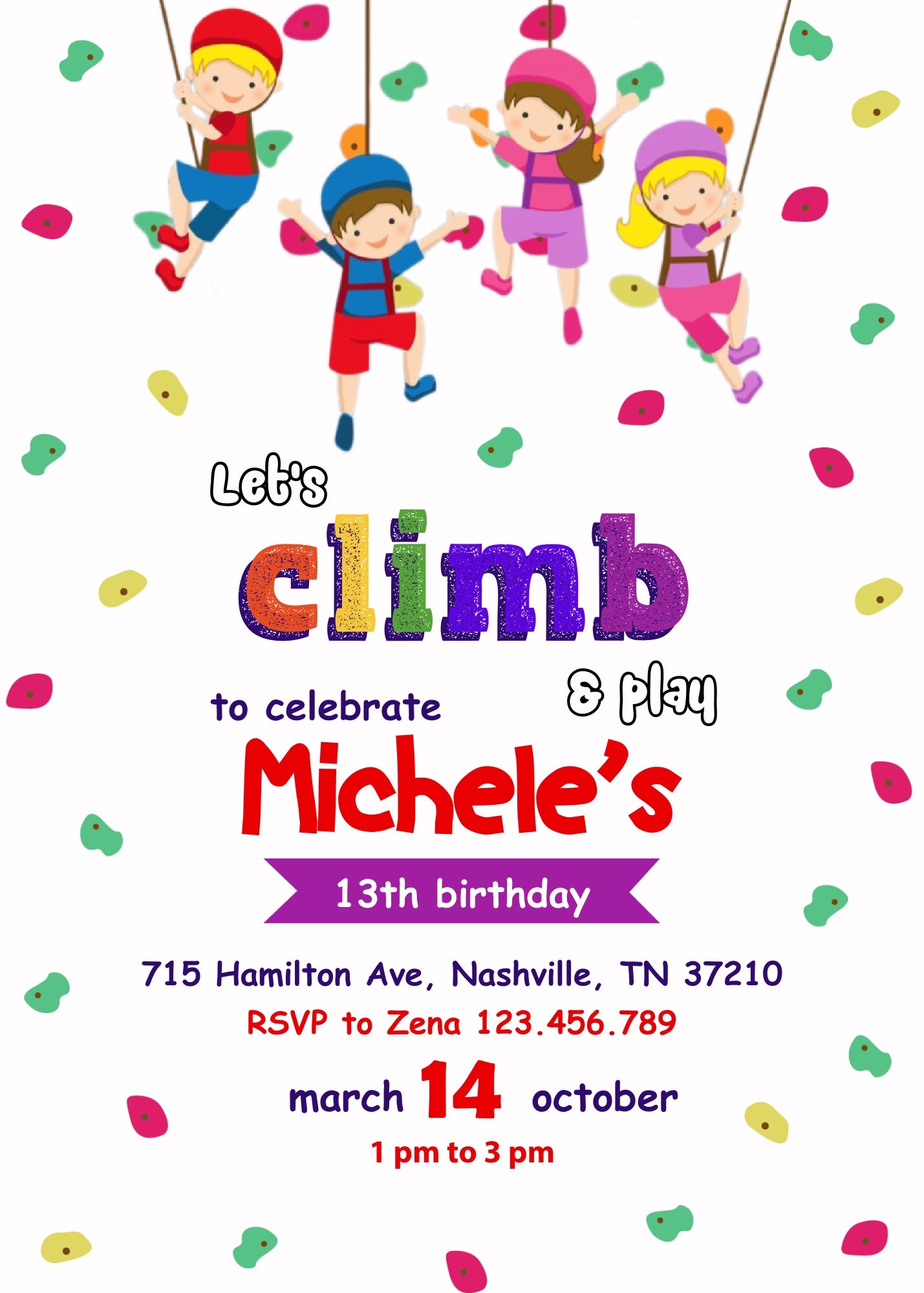 Rock Climbing customizable invitation template | Share or Print | DY464