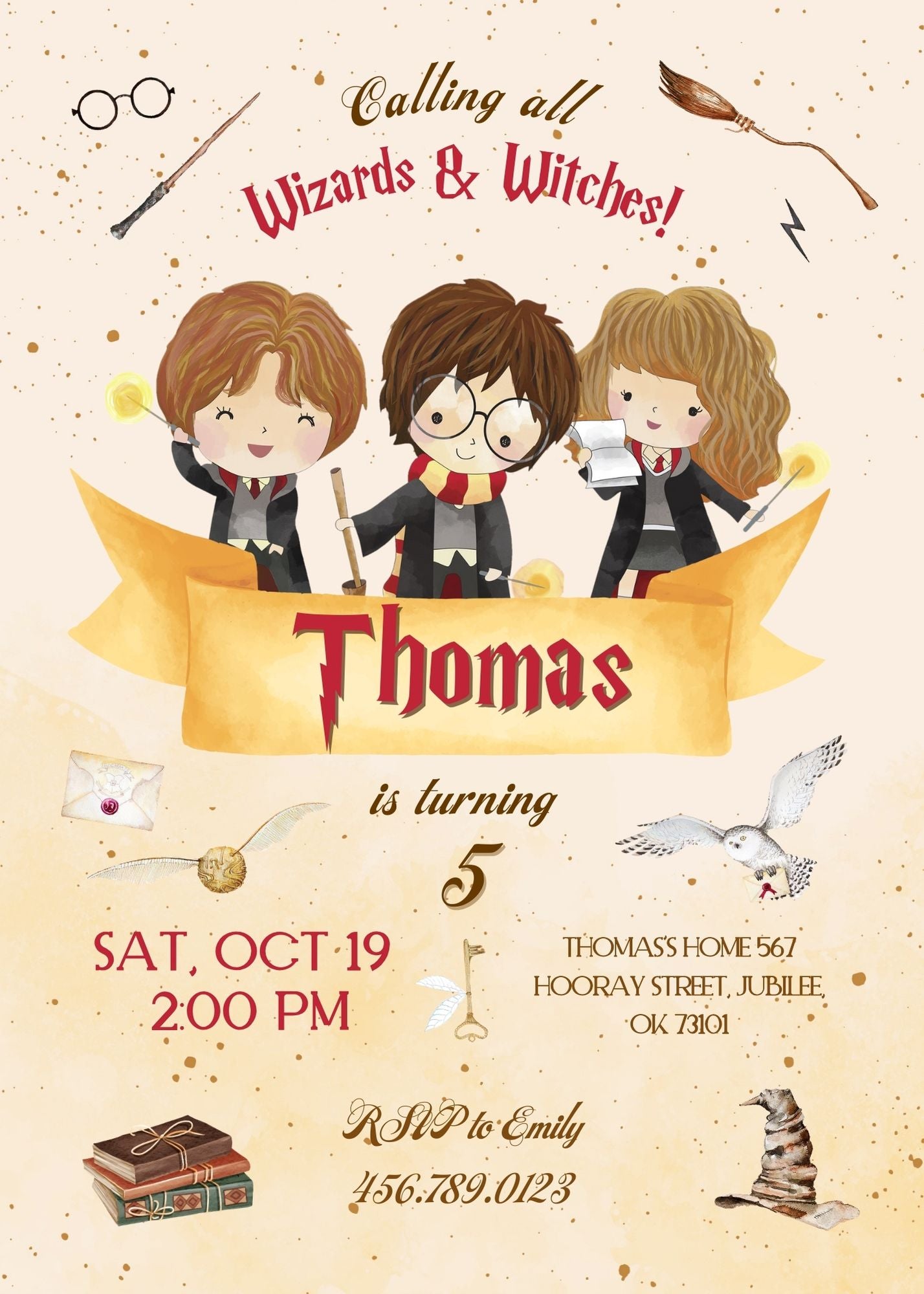 Harry Potter customizable invitation template | Share or Print | JI589
