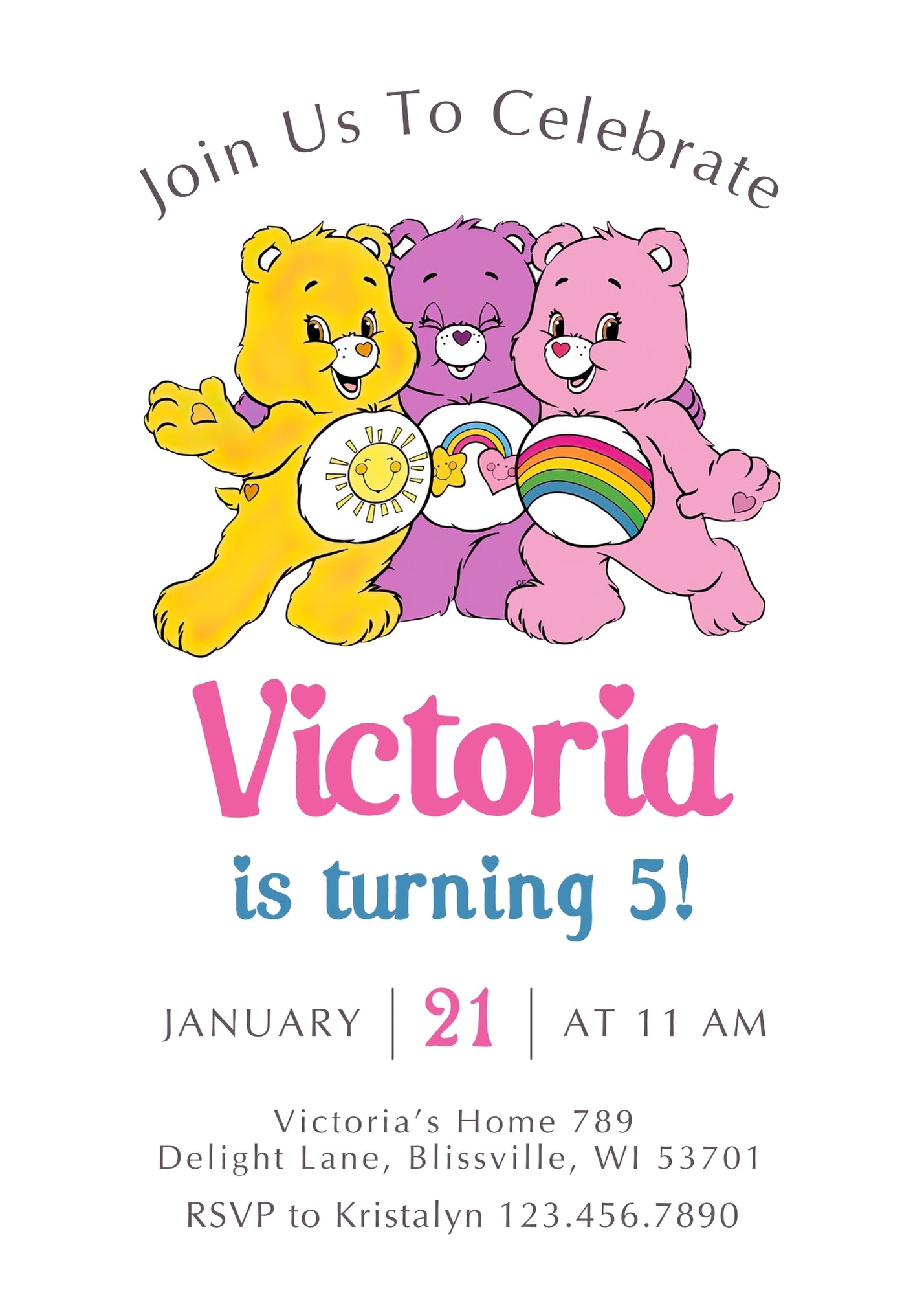 Care Bears customizable invitation template | Share or Print | UO262