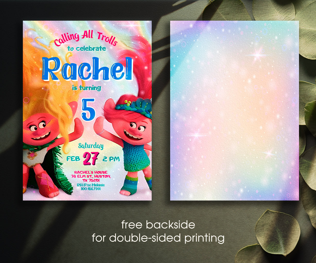 Trolls Poppy customizable invitation template | Share or Print | MW328