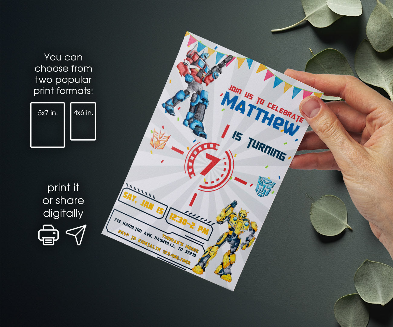 Transformers Rescue Bots customizable invitation template | Share or Print | boy | SW465
