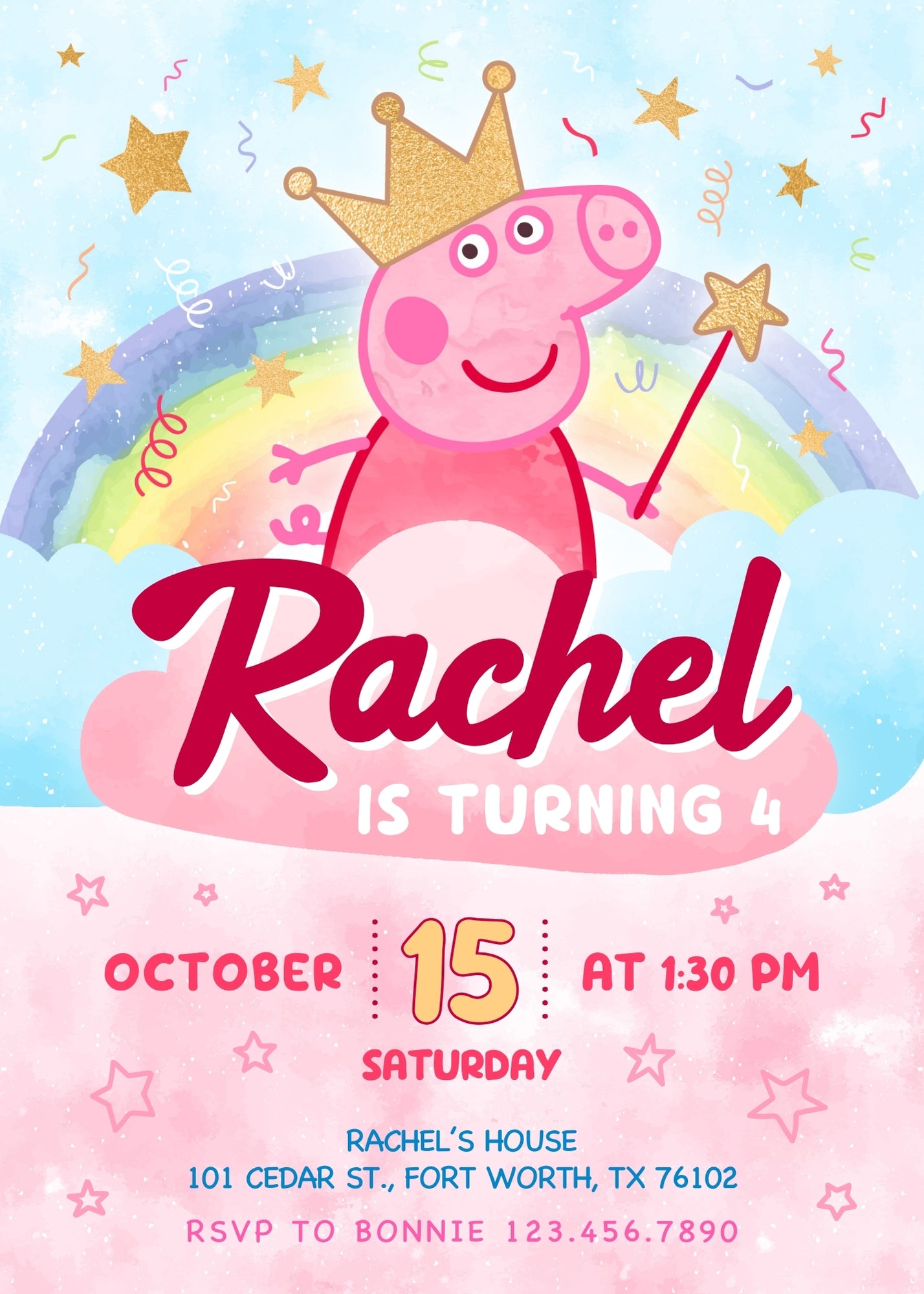 Peppa Pig customizable invitation template | Share or Print | girl | IO119