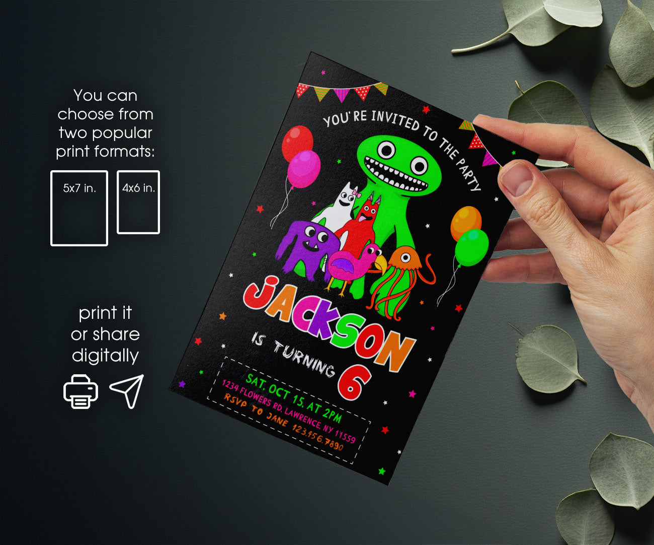 Garten of Banban Gamer customizable invitation template | Share or Print | EG768