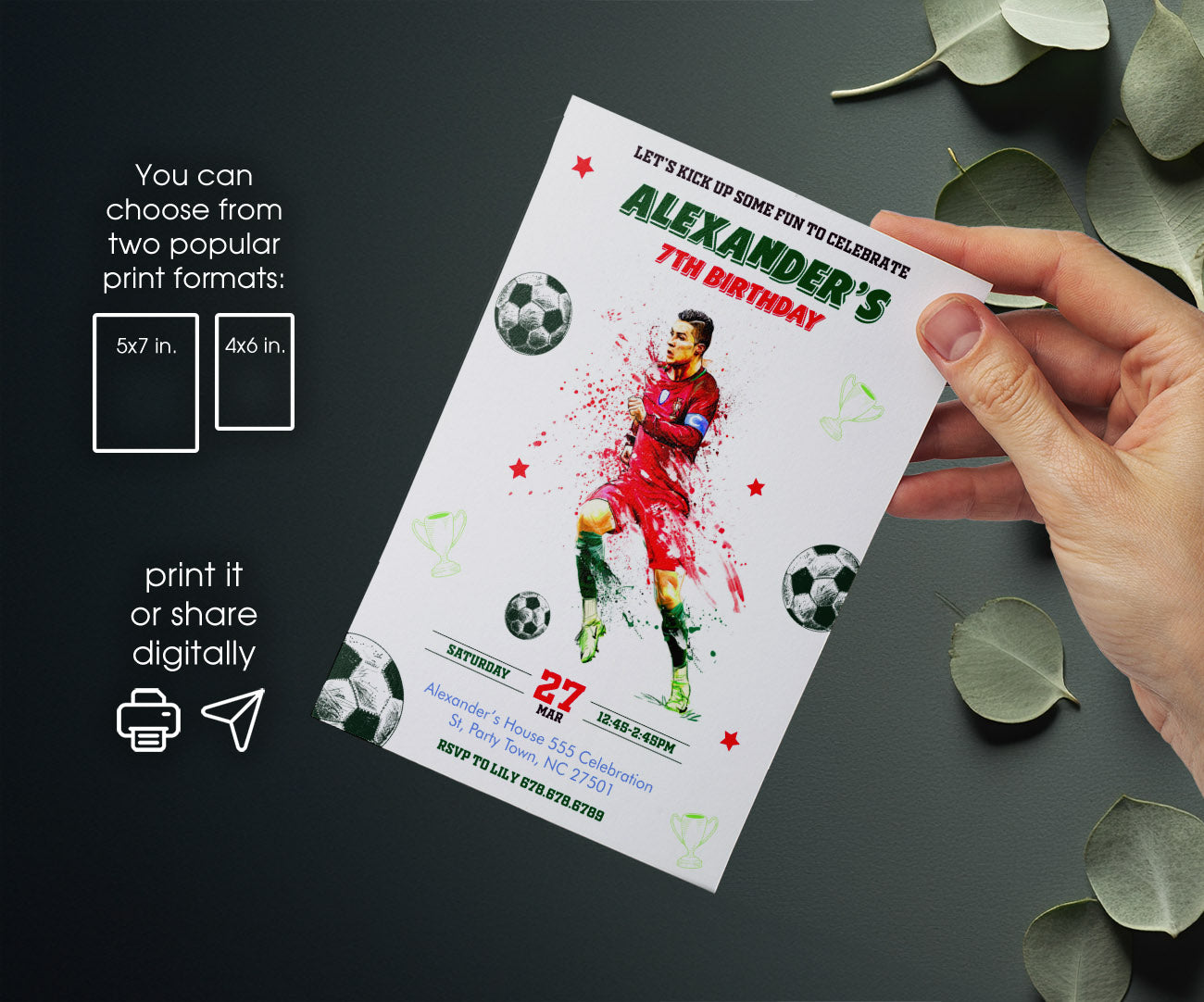 Ronaldo Fifa Soccer customizable invitation template | Share or Print | LK628
