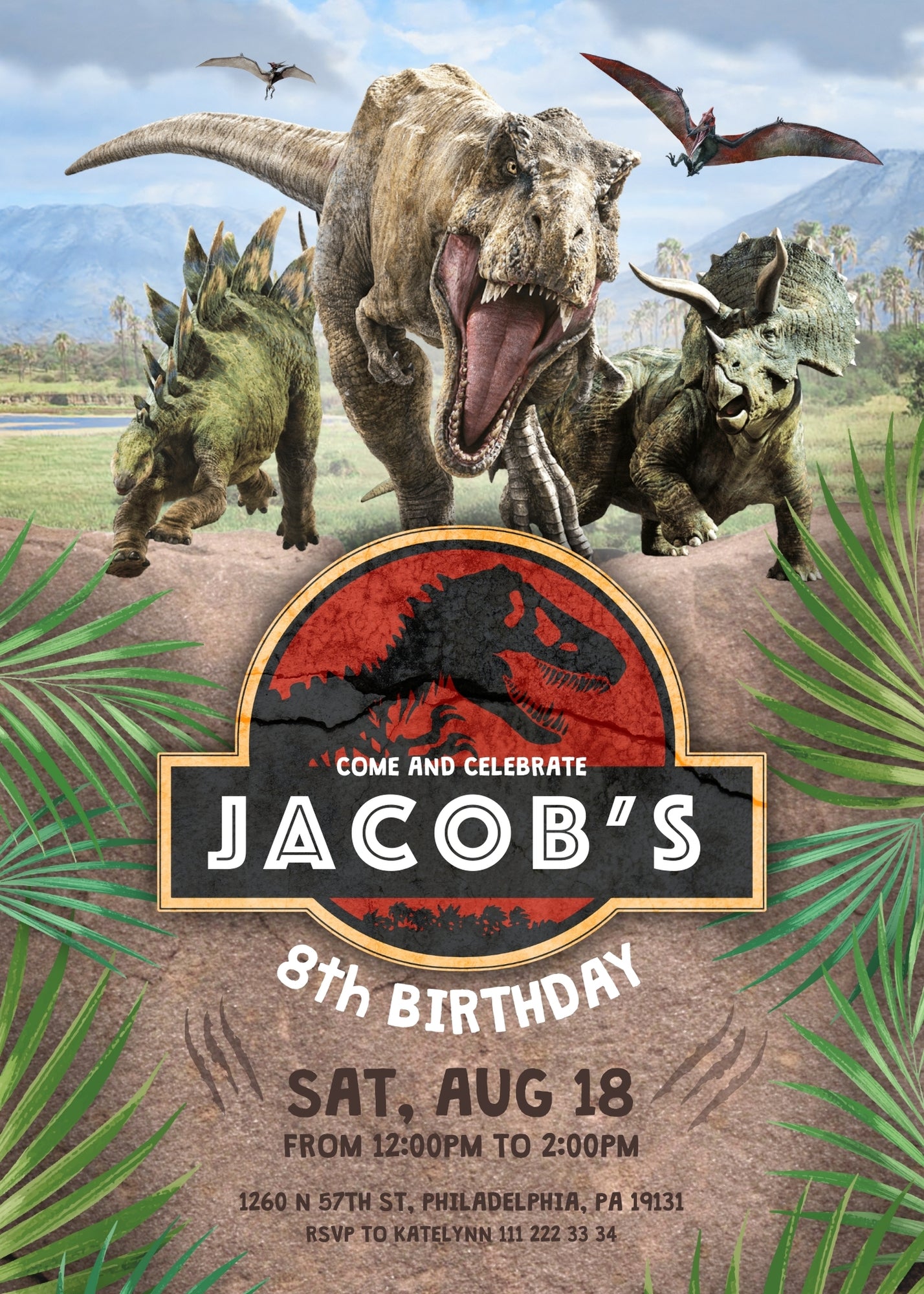 Jurassic Park Dinosaur customizable invitation template | Share or Print | RC765