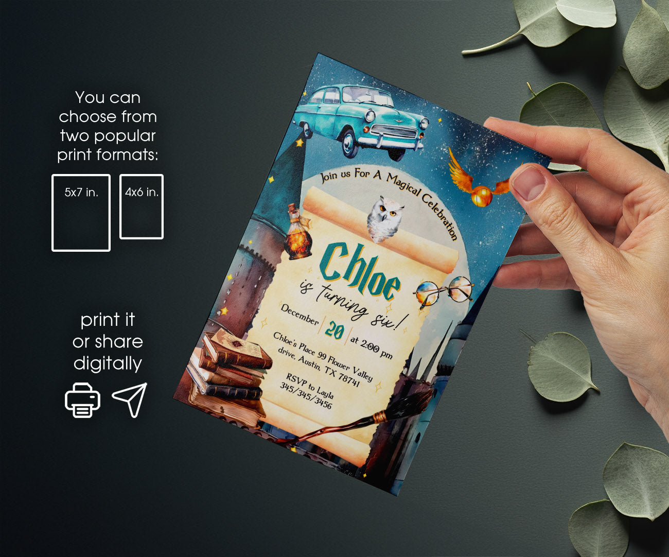 Harry Potter customizable invitation template | Share or Print | EG336