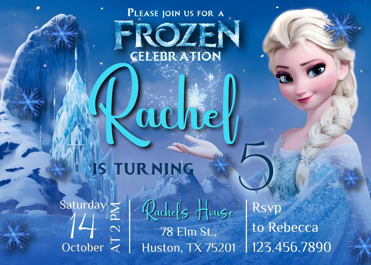 Frozen Elsa customizable invitation template | Share or Print | girl | GR335
