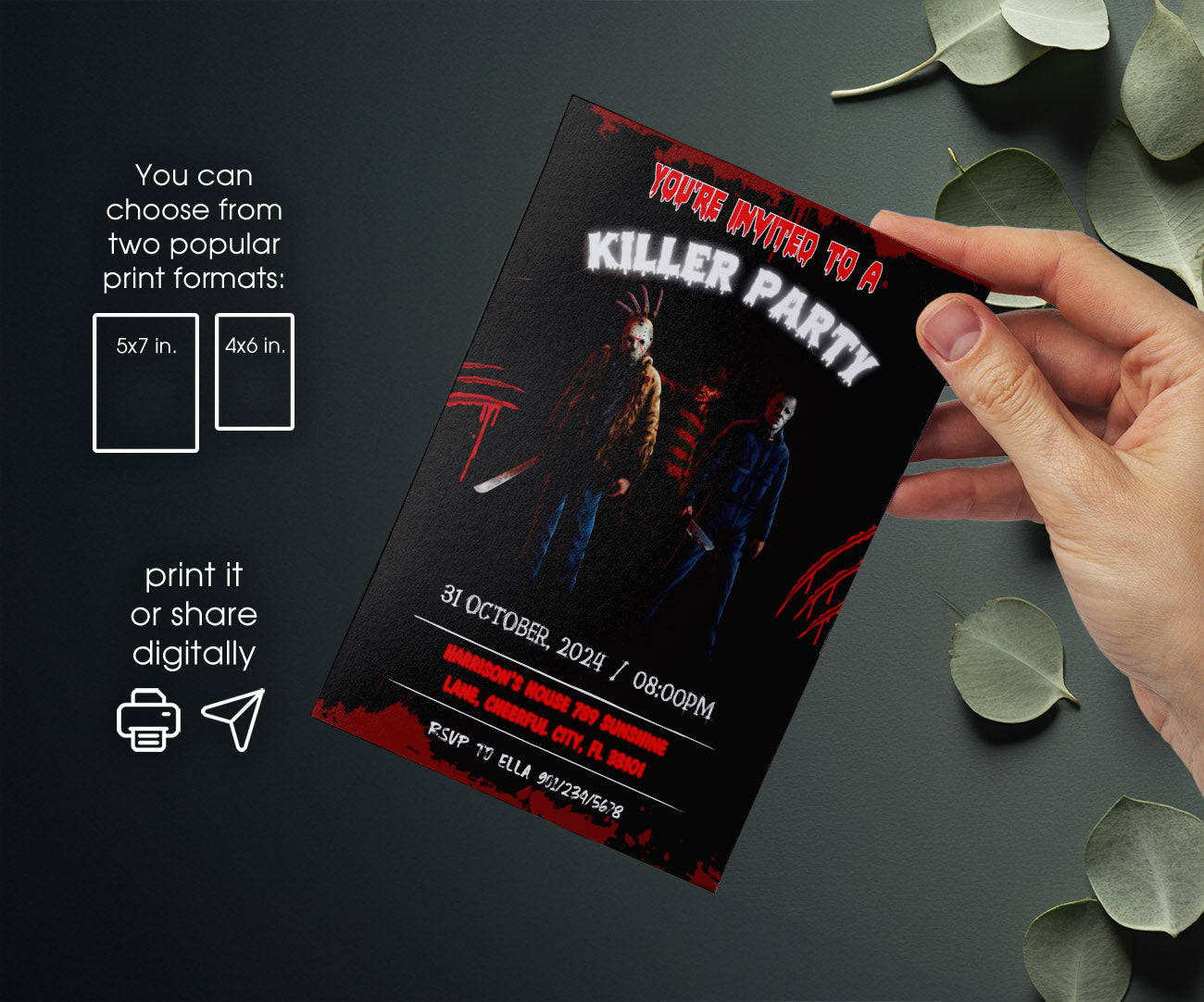 Horror Killer Movie Party customizable invitation template | Share or Print | SR056