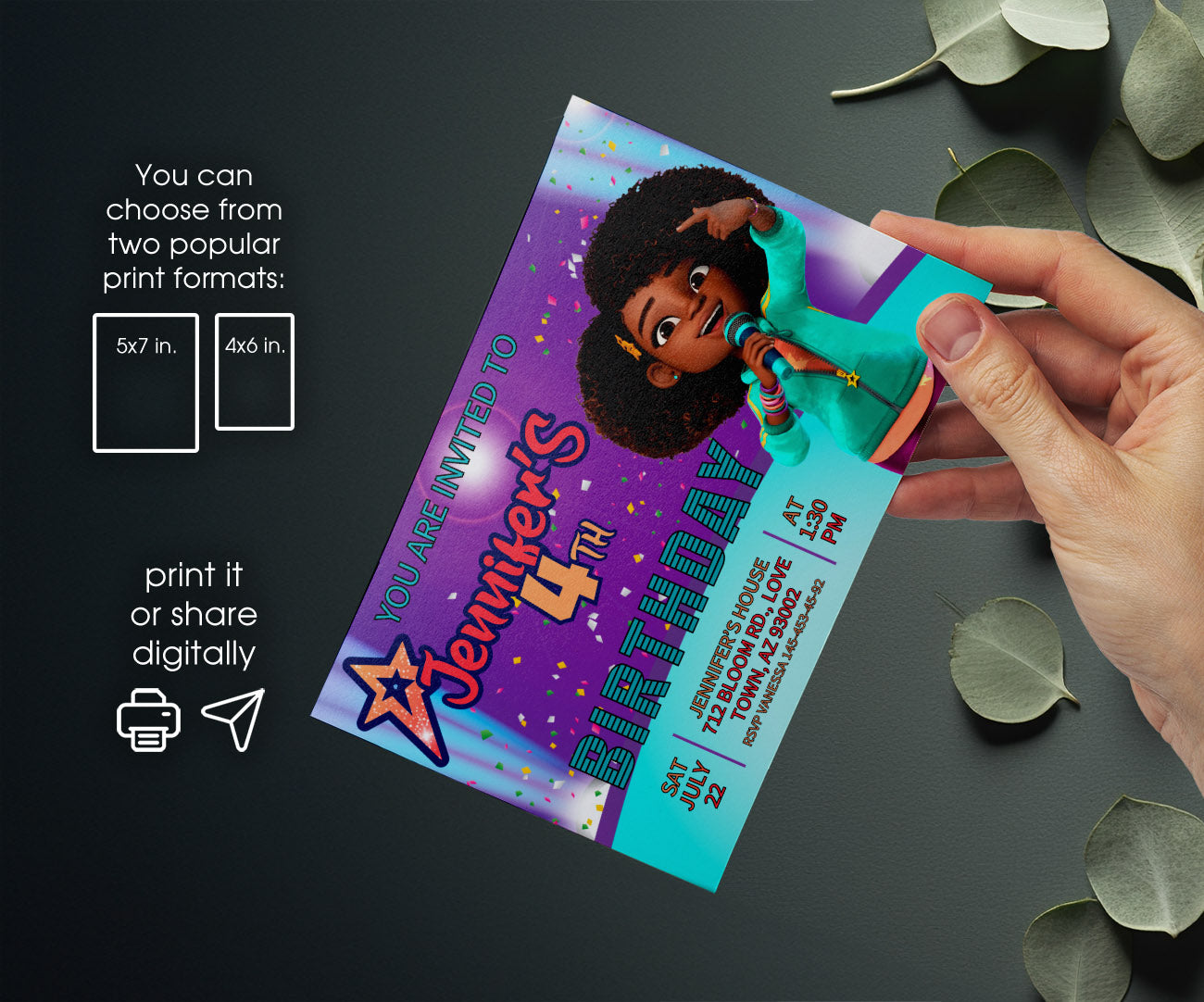 Karma's World customizable invitation template | Share or Print | girl | OY434
