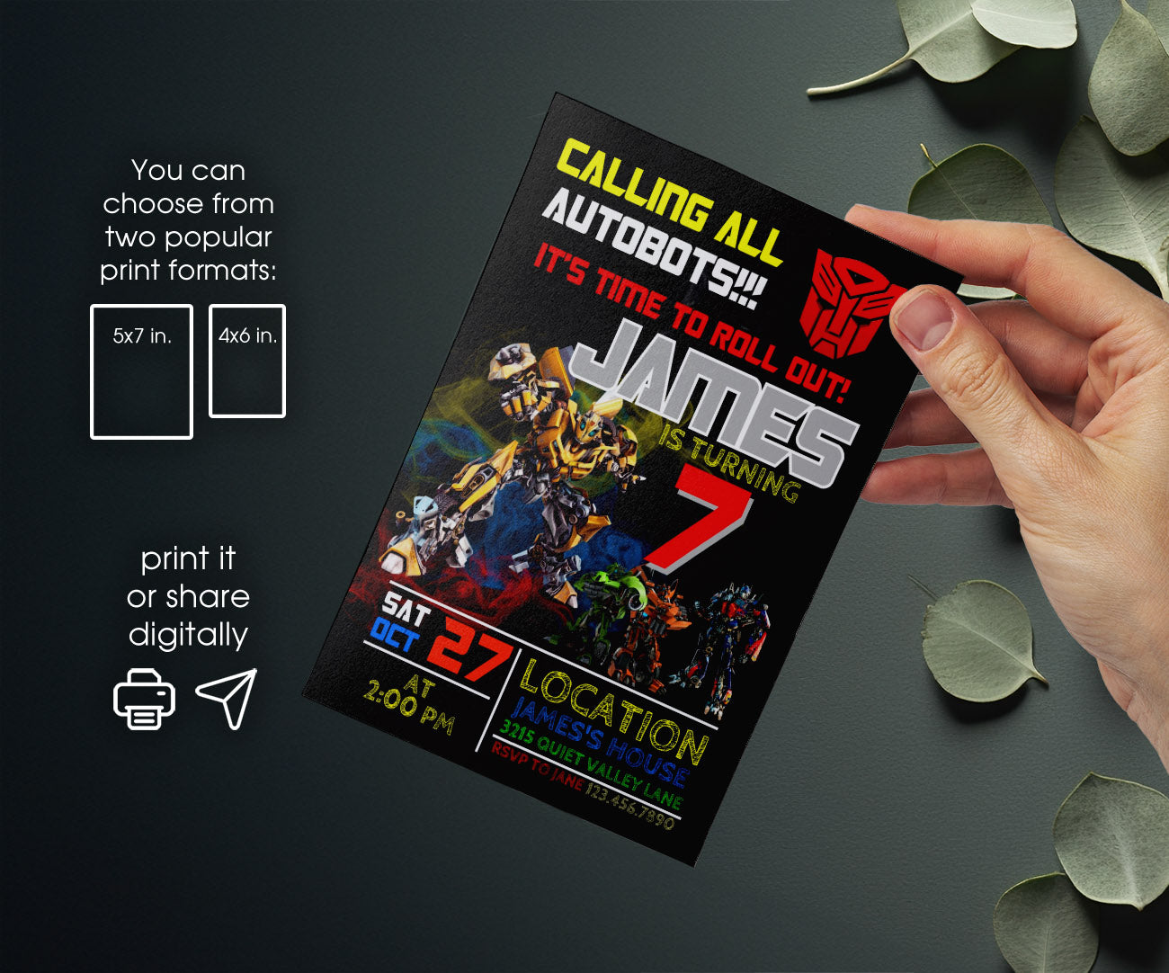 Transformers Rescue Bots customizable invitation template | Share or Print | boy | YW984