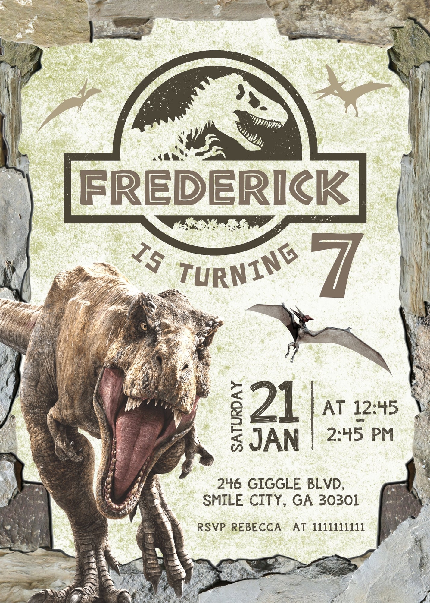 Jurassic Park Dinosaur customizable invitation template | Share or Print | TD439