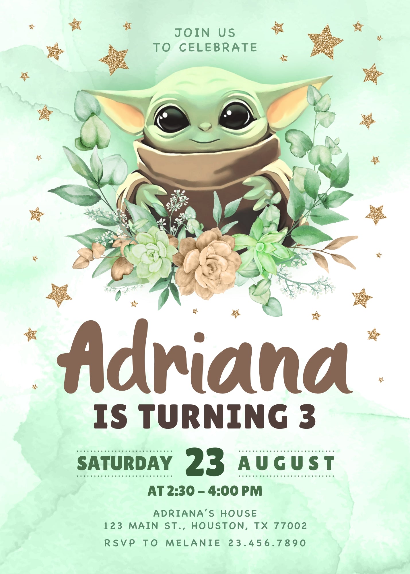 Baby Yoda Grogu Star Wars Mandalorian customizable invitation template | Share or Print | boy | RP732