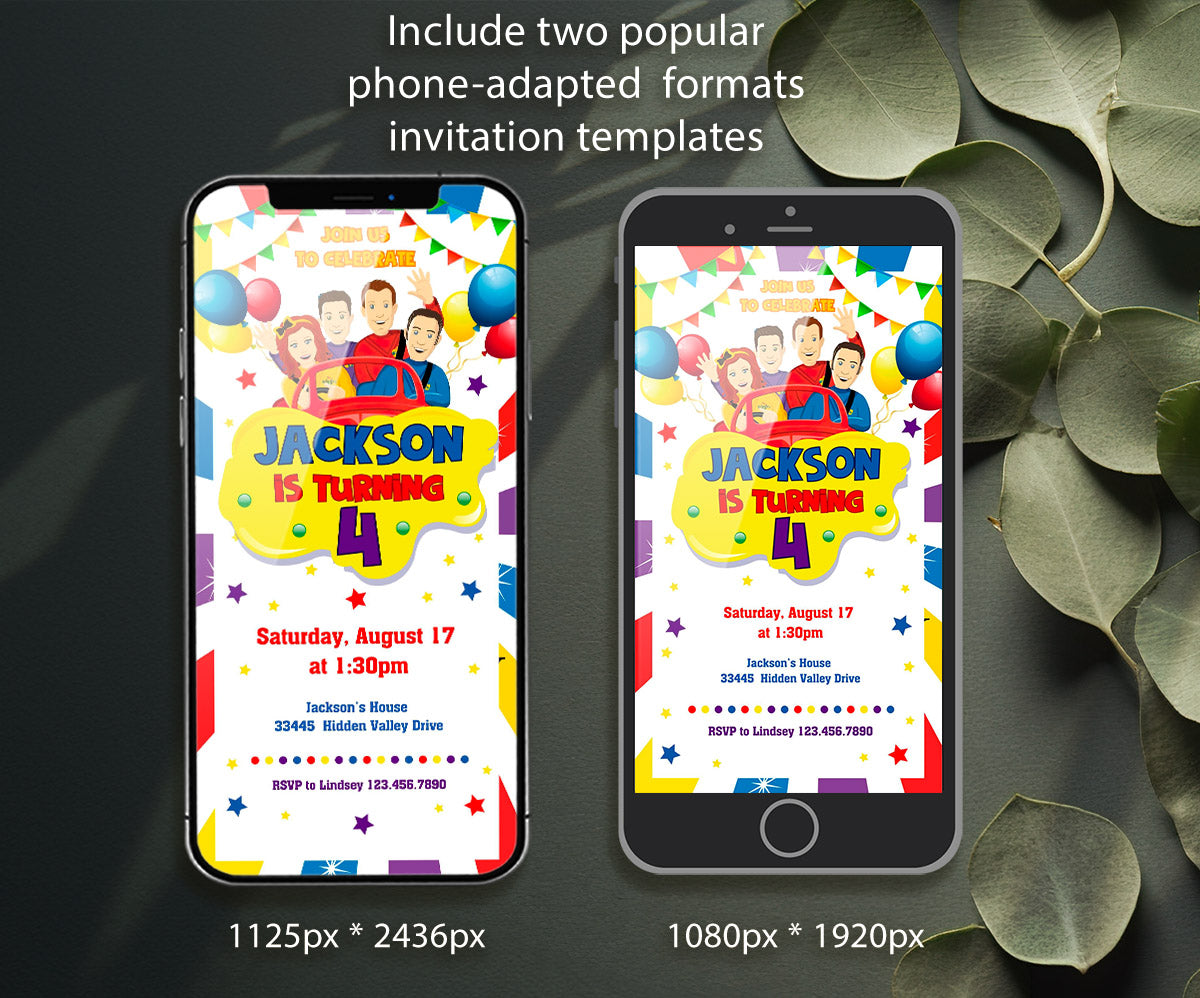 Wiggles One Finger One Thumb customizable invitation template | Share or Print | CQ305