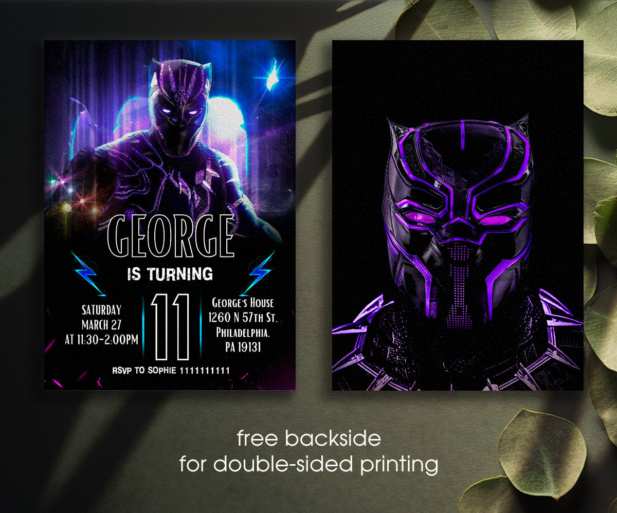 Black Panther Superhero Marvel customizable invitation template | Share or Print | boy | NZ291