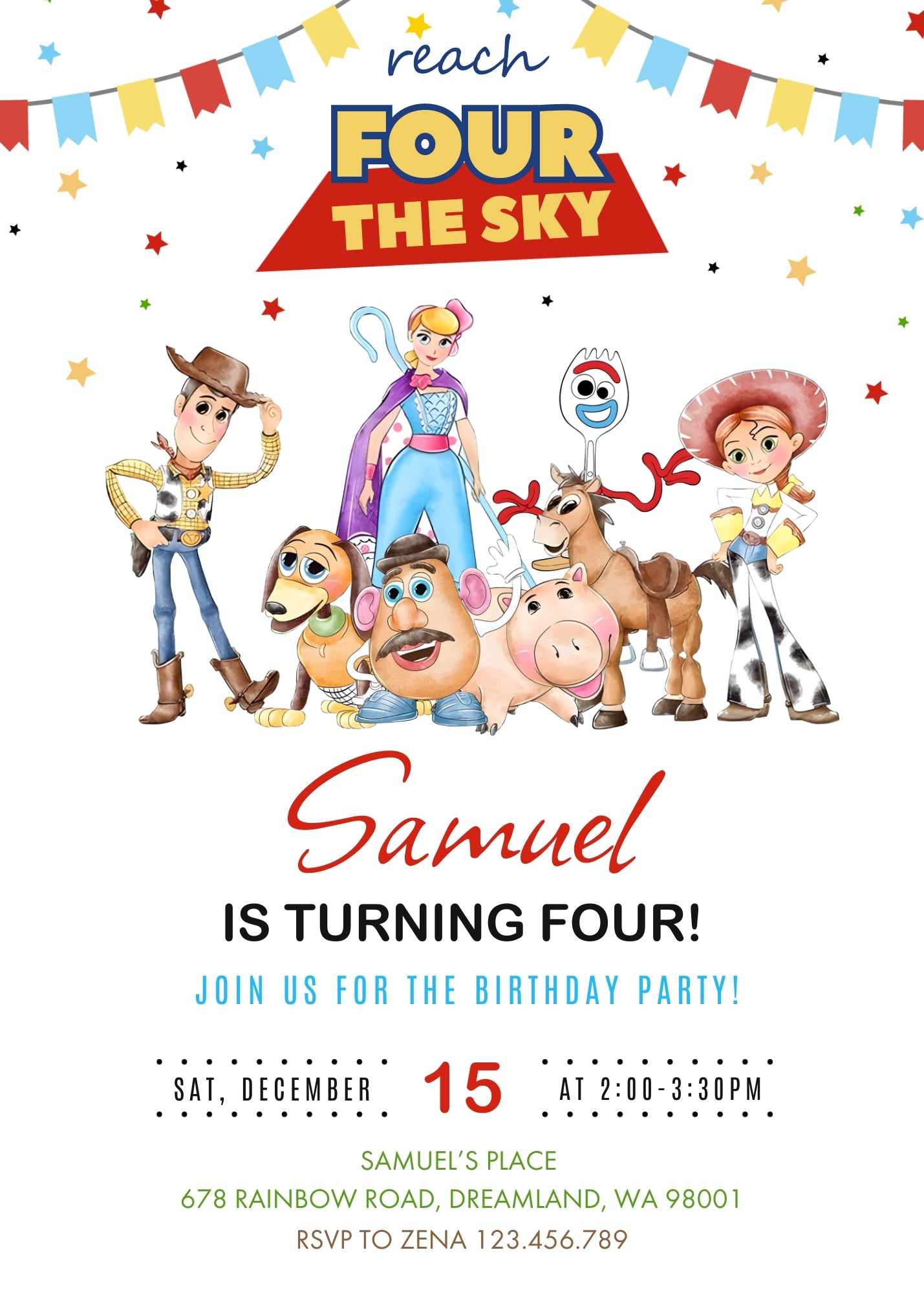 Toy Story Woody customizable invitation template | Share or Print | MA043