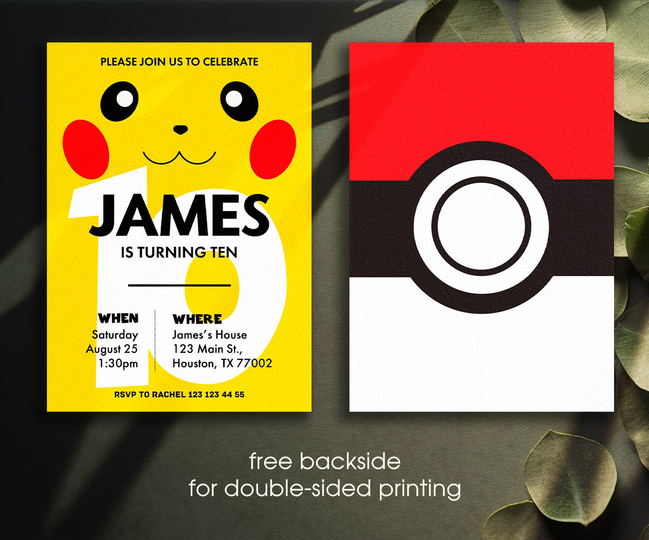 Pokemon Pikachu customizable invitation template | Share or Print | AR442