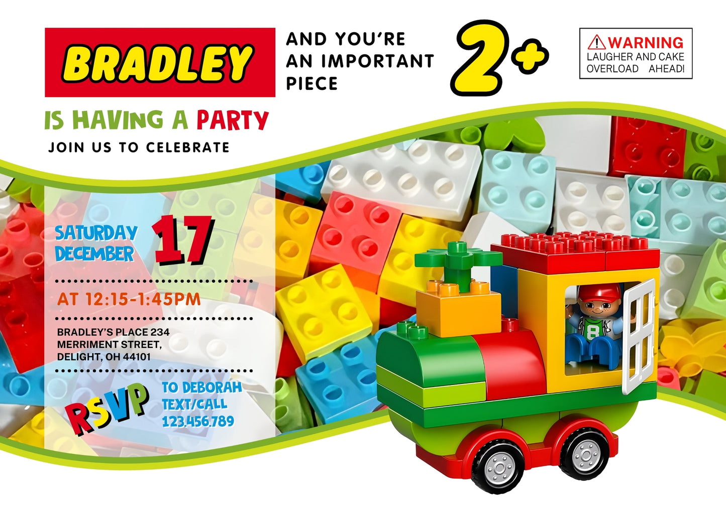 Lego Duplo Train customizable invitation template | Share or Print | YM731