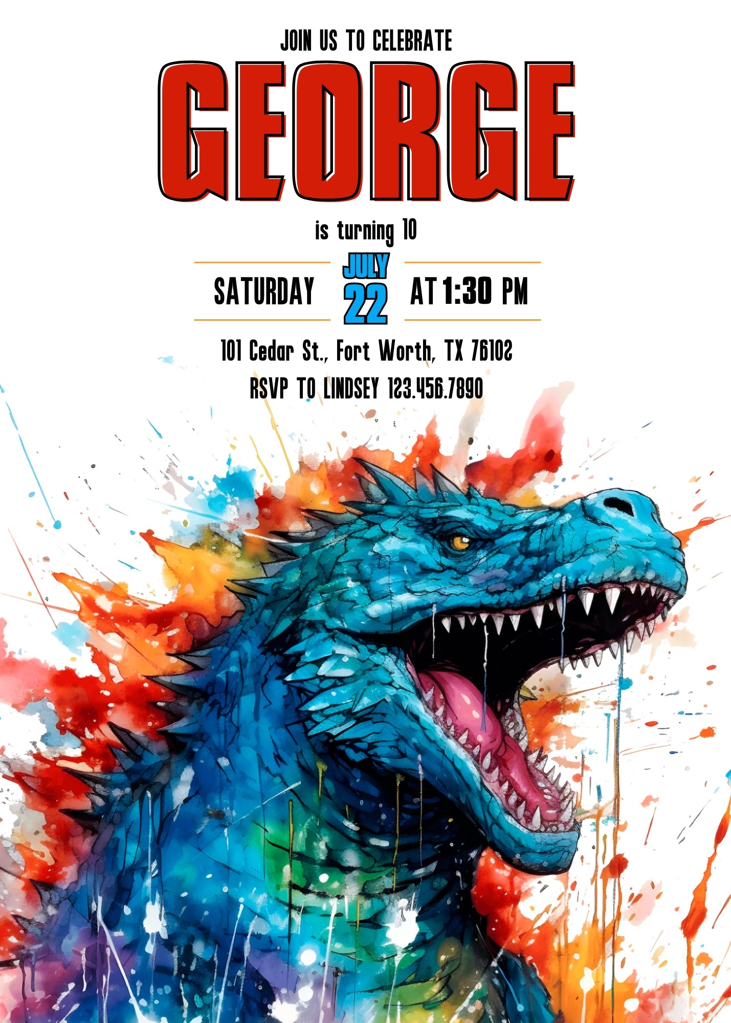Godzilla and King Kong customizable invitation template | Share or Print | UK217