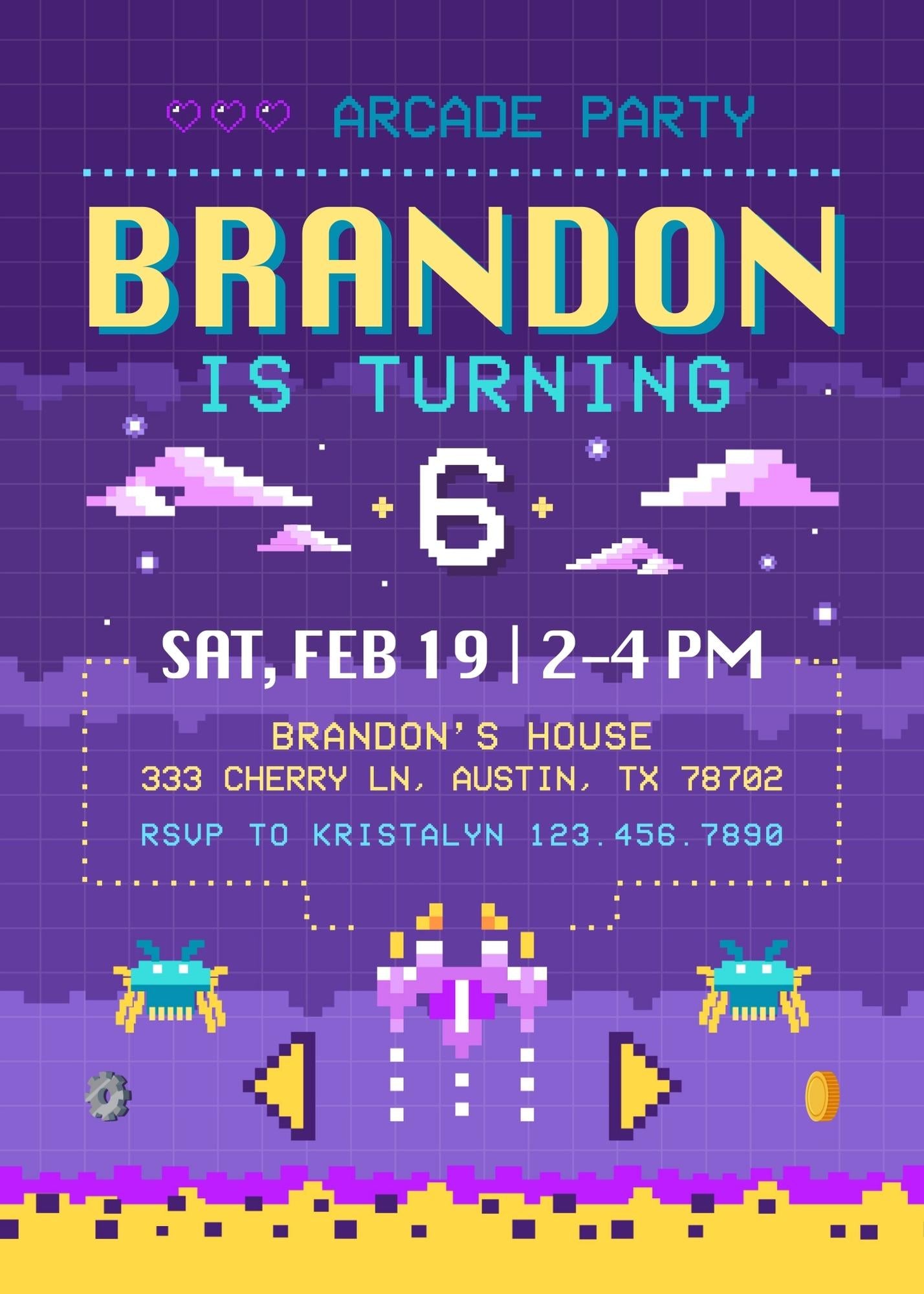 Arcade Gamer customizable invitation template | Share or Print | YC946