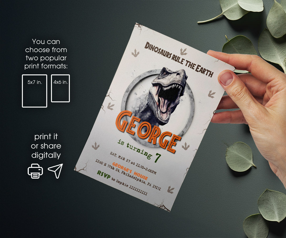 Jurassic World Dinosaur customizable invitation template | Share or Print | ZM988