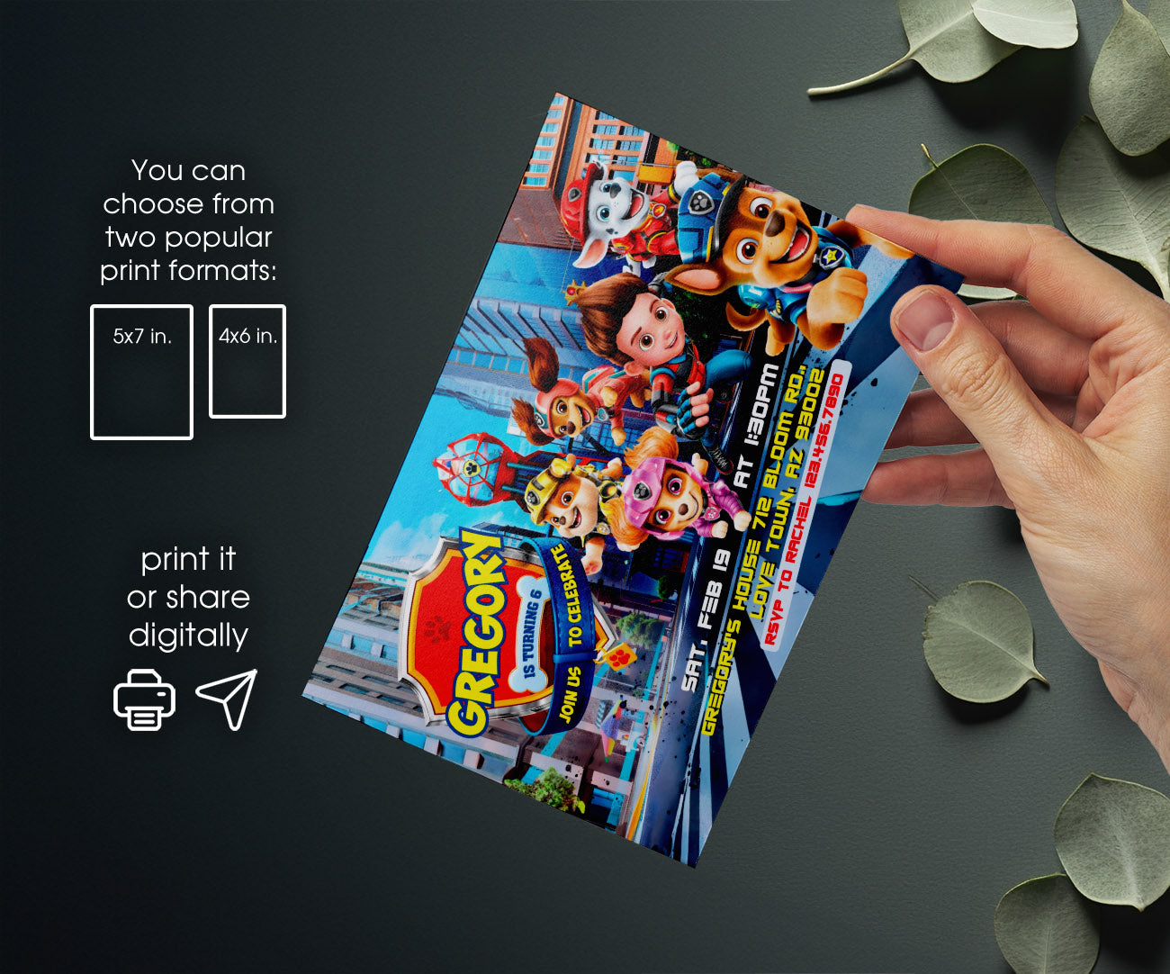 PAW Patrol customizable invitation template | Share or Print | JZ278