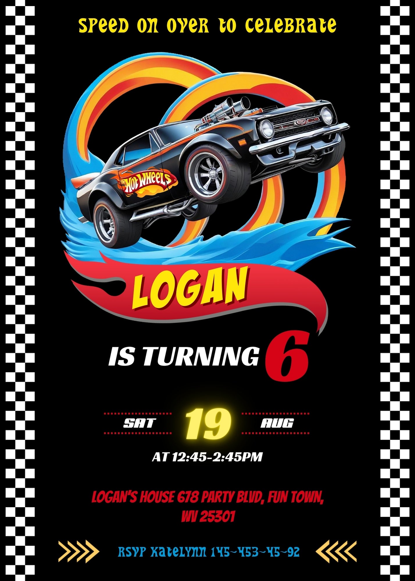 Hot Wheels Racing customizable invitation template | Share or Print | boy | DH780