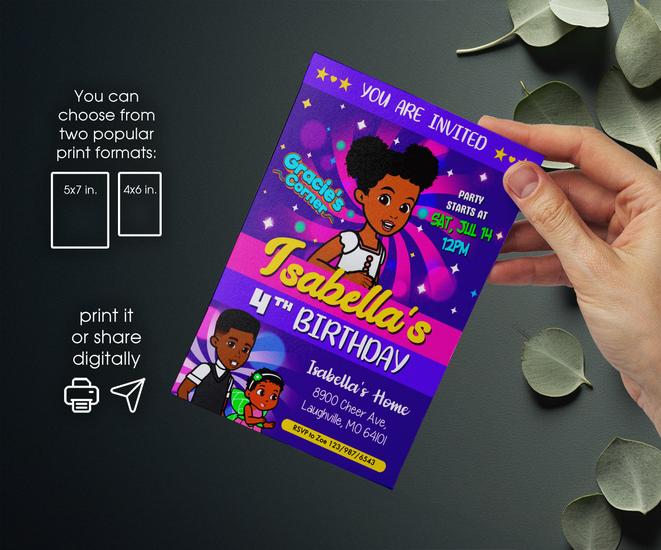 Gracie's Corner Music customizable invitation template | Share or Print | girl | PT108