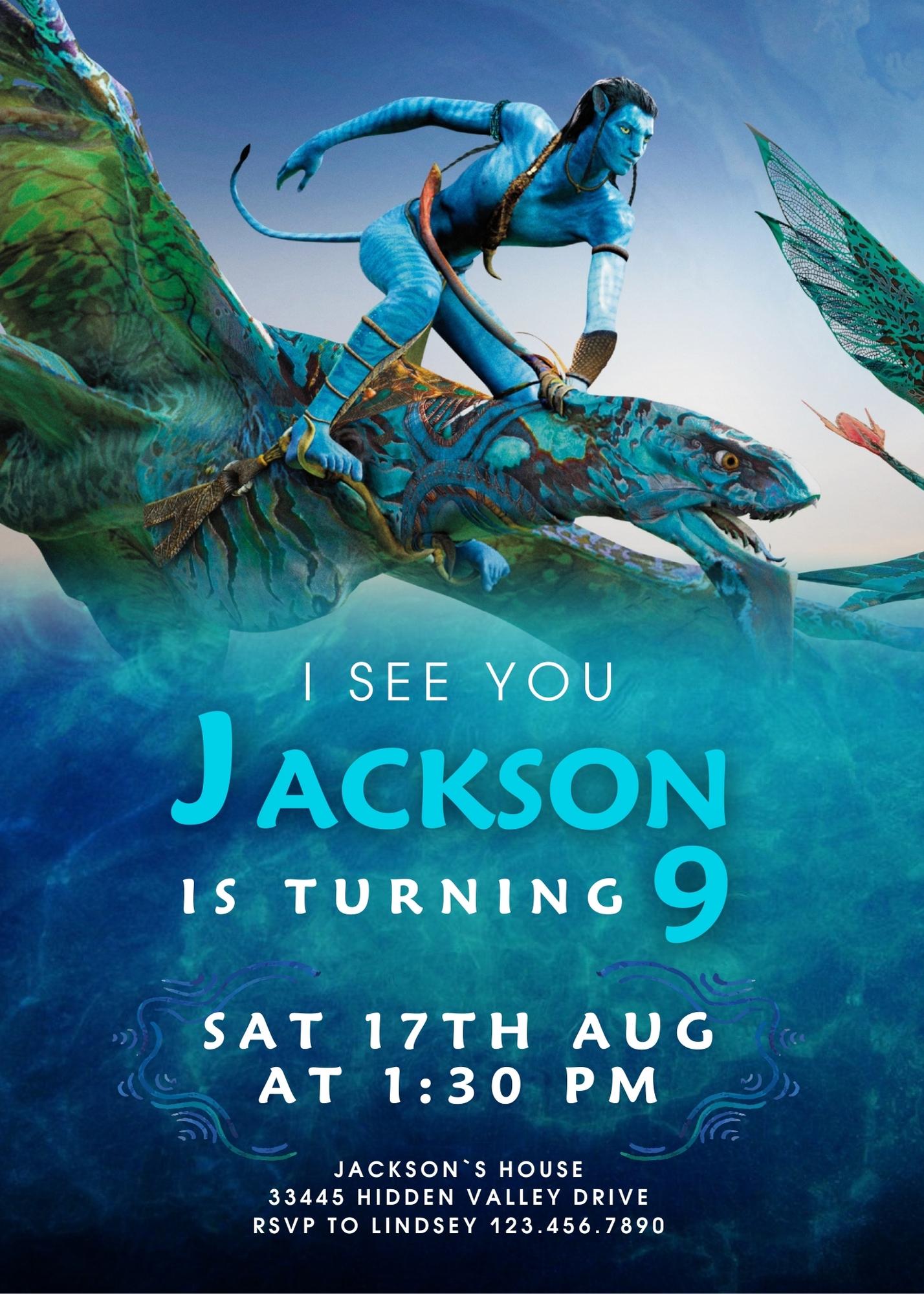 Avatar The Way of Water customizable invitation template | Share or Print | MY926