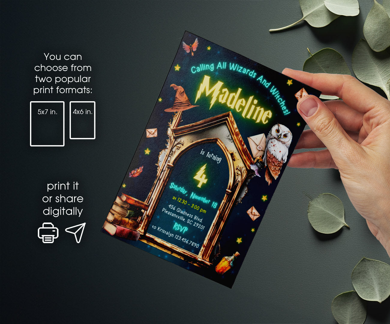 Harry Potter customizable invitation template | Share or Print | ZD653