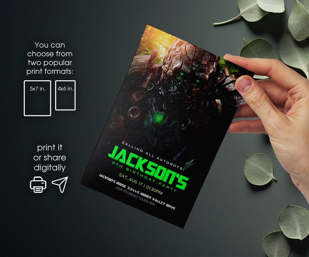 Transformers Rescue Bots customizable invitation template | Share or Print | boy | FD093