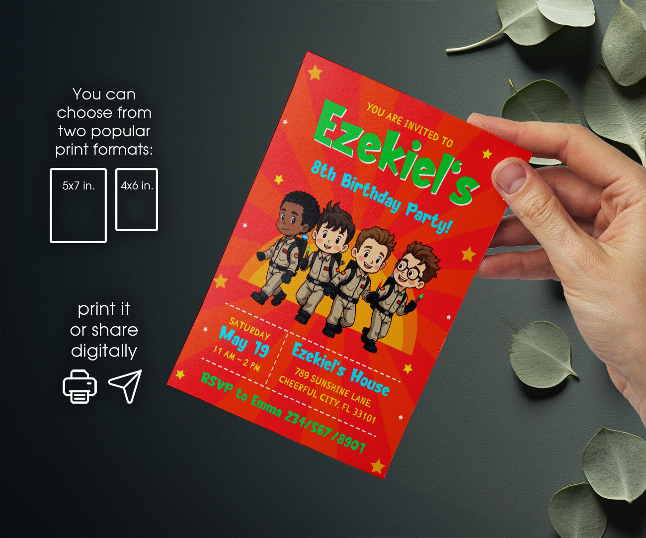Ghostbusters customizable invitation template | Share or Print | FQ343