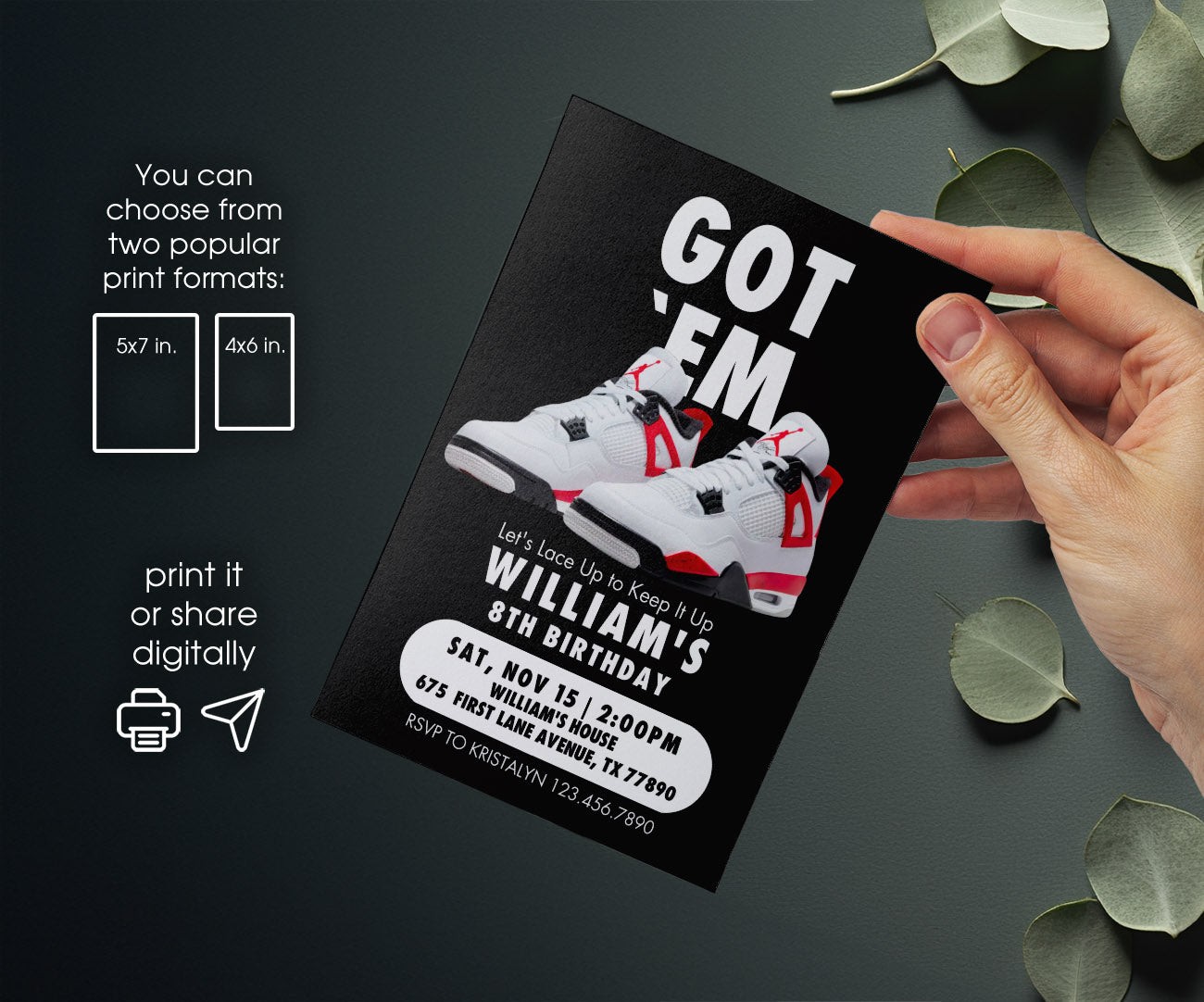 Sneaker Ball Air Jordan Nike customizable invitation template | Share or Print | NL107