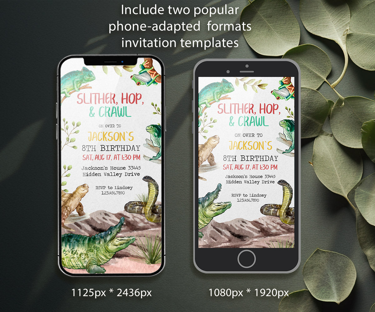 Reptile Lizard Snake customizable invitation template | Share or Print | VK904
