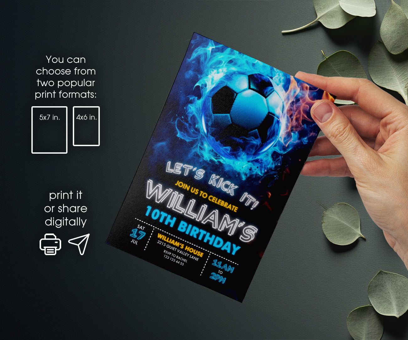 Soccer Champion League FC customizable invitation template | Share or Print | boy | ET726