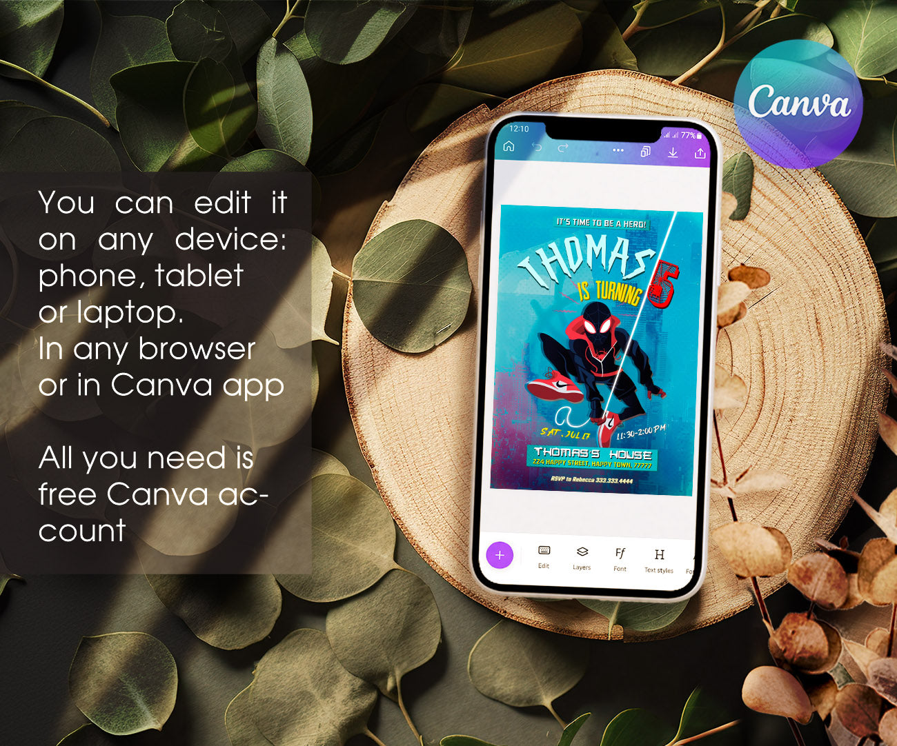 Spider Man Across the Spider-Verse customizable invitation template | Share or Print | boy | EL309