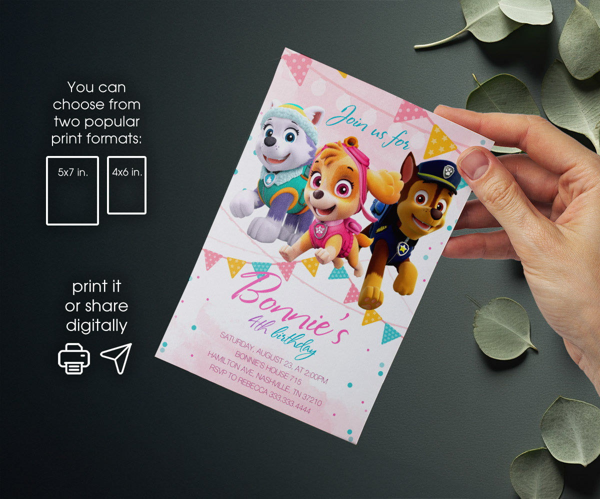 PAW Patrol customizable invitation template | Share or Print | WV997