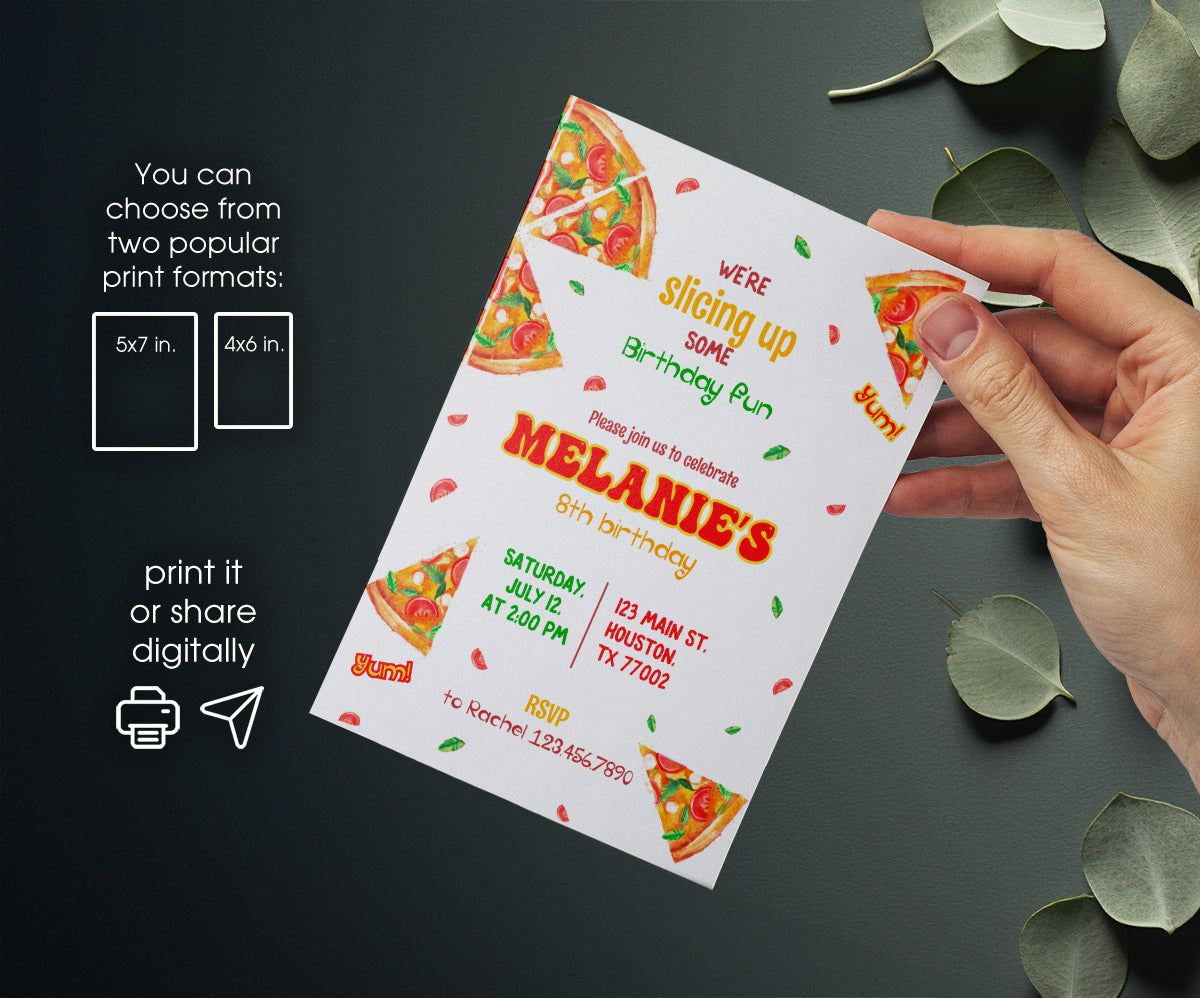 Pizza Party customizable invitation template | Share or Print | RH149